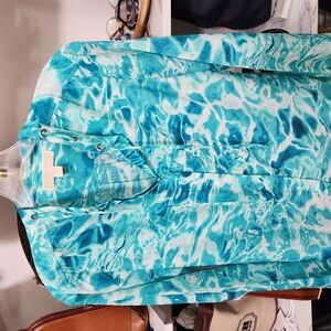Michael Kors Turquoise and White Blouse